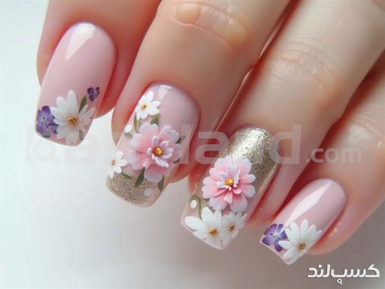 کاشت ناخن با تکنیک نقاشی و سه بعدی