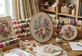 نمایش توضیحات دوره تخصصی نقاشی با نخ و سوزن (ابریشم دوزی)
